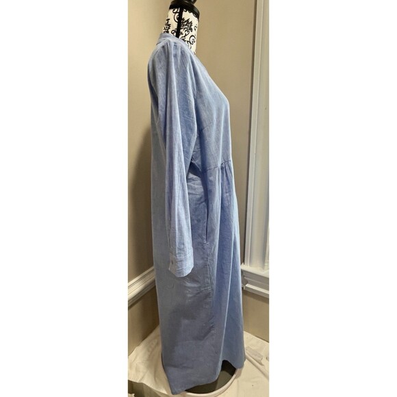Tuckernuck Lydell Button Front Maxi Dress sz L Womens Chambray Beachy Coastal - Picture 7 of 16